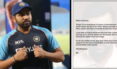 अंतरराष्ट्रीय क्रिकेट में  15 साल पुरे होने पर रोहित शर्मा ने फैन्स  के लिए लिखा हेअर्फेल्ट नोट