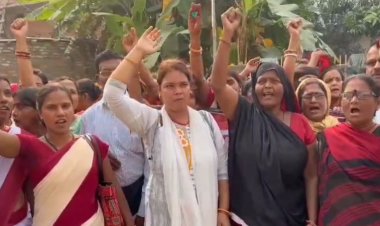 आंगनबाड़ी सेविका-सहायिका ने अपनी मांगों के समर्थन में मंत्री मदन सहनी के दरभंगा आवास का किया घेराव