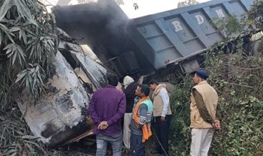 नालंदा में दो ट्रकों की आमने-सामने भिड़ंत, लगी आग, जिंदा जला ड्राइवर