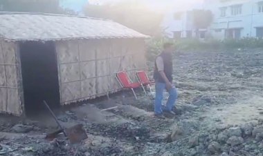 बिहार में पुल, सड़क के बाद तालाब की चोरी, रातों-रात मिट्टी भरकर भू-माफियाओं ने बनाई झोपड़ी