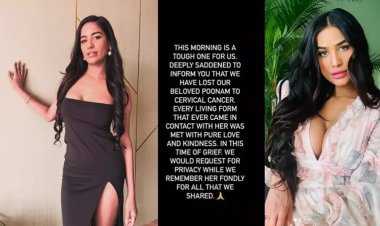 अपने हुस्न से फैंस के दिलों पर राज करने वाली एक्ट्रेस पूनम पांडे का सर्वाइकल कैंसर से निधन, बॉलीवुड में शोक की लहर