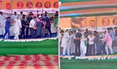 मीसा भारती के लिए वोट मांगने पहुंचे राहुल गांधी का मंच धंसा, गिरते-गिरते बाल-बाल बचे, मीसा भारती ने संभाला