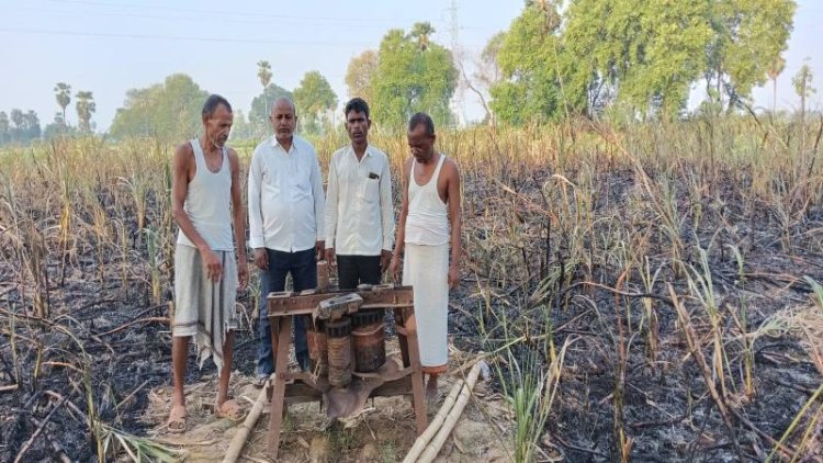 नवादा में गन्ने के खेत में लगी भीषण आग, लाखों का फसल जलकर हुआ खाक