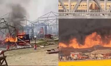 महाकुंभ में फिर लगी भीषण आग, कई टेंट जलकर राख, मची अफरा-तफरी