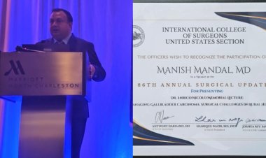 डॉ. एनरिको निकोलो मेमोरियल ओरेशन में आमंत्रित व्याख्यान देने के लिए आईजीआईएमएस के चिकित्सा अधीक्षक डॉ. मनीष मंडल सम्मानित
