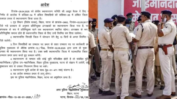एक साथ 19858 पुलिसकर्मियों का तबादला, 15 दिन के भीतर विरमित करने का आदेश