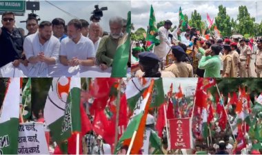 राहुल-तेजस्वी के साथ बंद समर्थक सड़क पर उतरे, पुलिस की बैरिकेडिंग तोड़कर आगे बढ़े महागठबंधन कार्यकर्ता