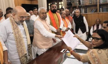 नीतीश कुमार, नितिन नवीन समेत एनडीए के पांच उम्मीदवारों ने राज्यसभा के लिए किया नामांकन, अमित शाह समेत कई मंत्री रहे मौजूद