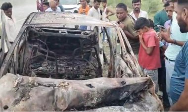 गया में खौफनाक हादसा: रॉन्ग साइड से आ रहे ट्रक से टकराई कार, 2 लोग जिंदा जले, मिलीं शराब की बोतलें!