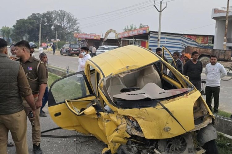 कौशांबी में भीषण सड़क हादसा: पंचर टायर बदलते समय ट्रक ने मारी टक्कर, 4 लोगों की मौत