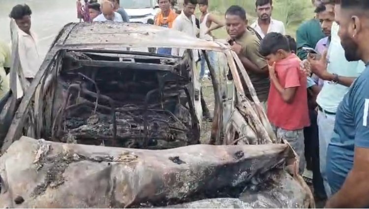 गया में खौफनाक हादसा: रॉन्ग साइड से आ रहे ट्रक से टकराई कार, 2 लोग जिंदा जले, मिलीं शराब की बोतलें!
