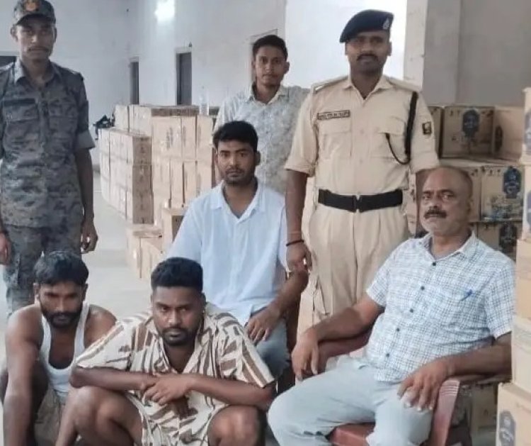 10 चक्का कंटेनर से 55 लाख की शराब बरामद, 2 गिरफ्तार...